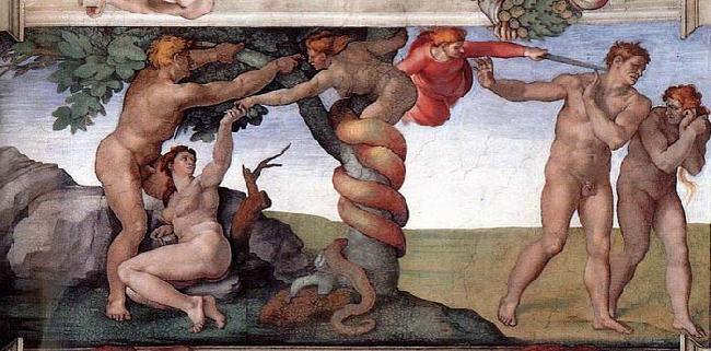 Michelangelo Buonarroti The Fall and Expulsion from Garden of Eden china oil painting image